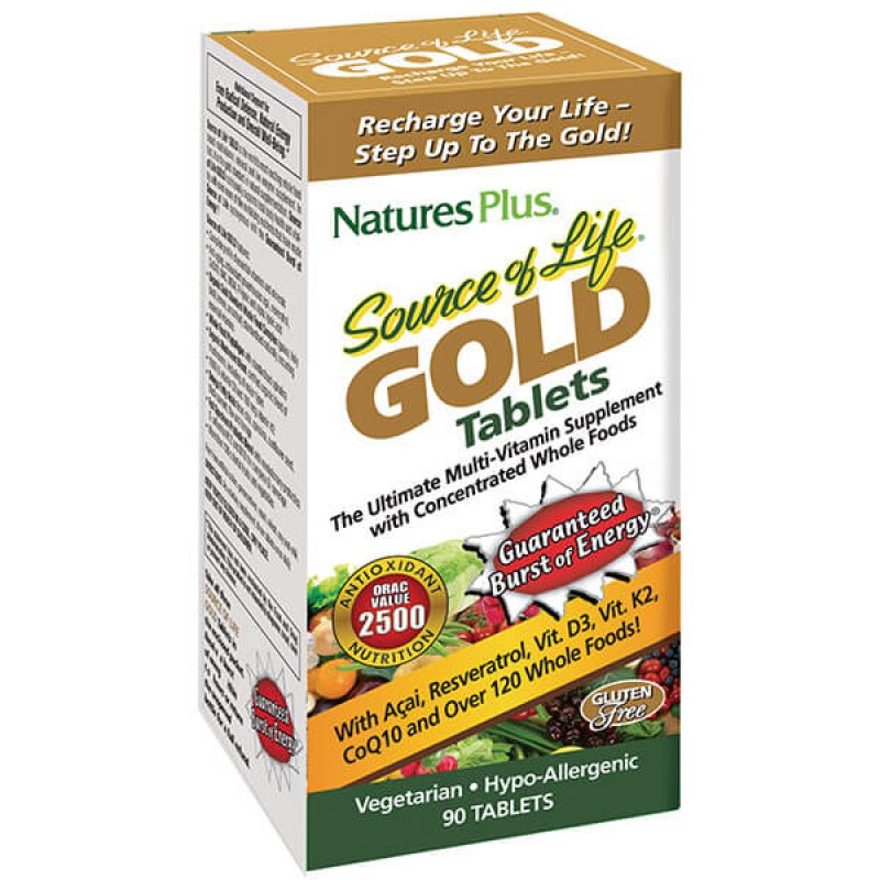 SOURCE OF LIFE GOLD MULTI-VITAMIN & MINERAL 90tabs ::NATURE'S PLUS::