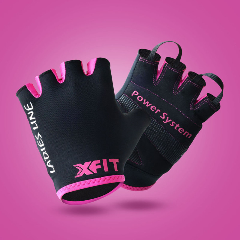 Ladies Line Gym Gloves (X-Fit) - Black/Pink S Ladies Line Gym Gloves (X-Fit) - Black/Pink S