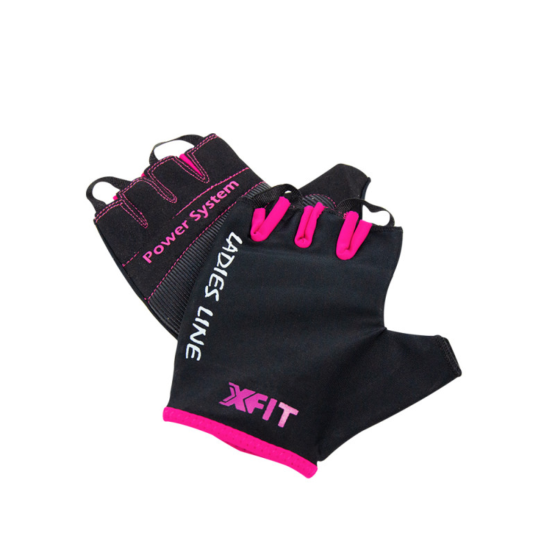 Ladies Line Gym Gloves (X-Fit) - Black/Pink M