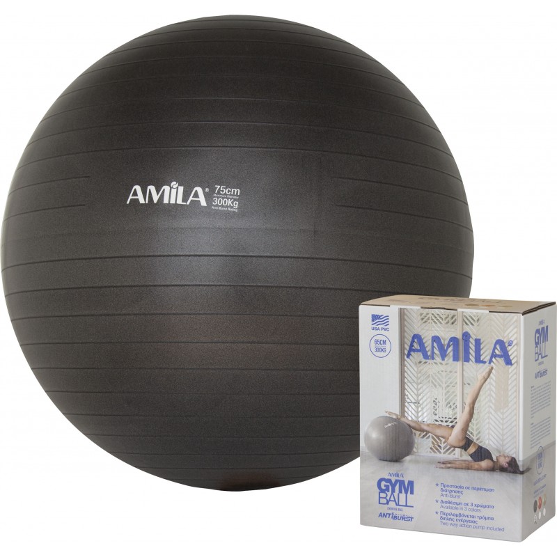 Μπάλα Γυμναστικής AMILA GYMBALL 75cm Μαύρη